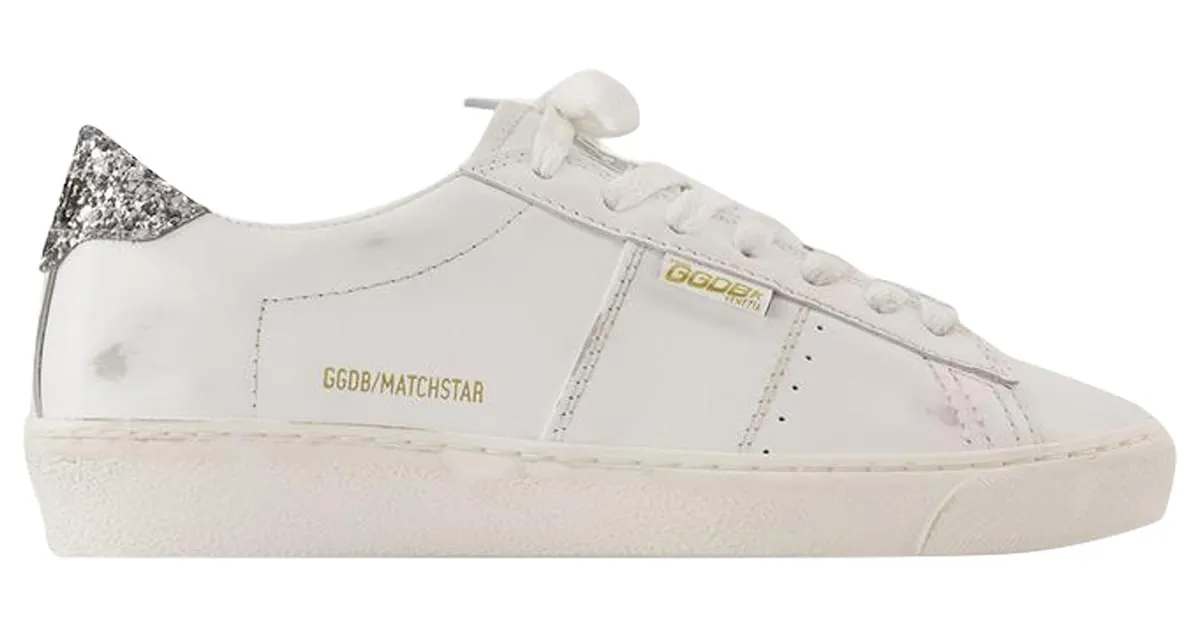 MATCHSTAR SNEAKERS  GOLDEN GOOSE DELUXE BRAND  CUERO  BLANCO/PLATA 
