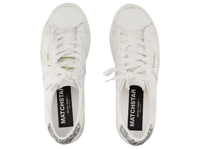 MATCHSTAR SNEAKERS  GOLDEN GOOSE DELUXE BRAND  CUERO  BLANCO/PLATA 
