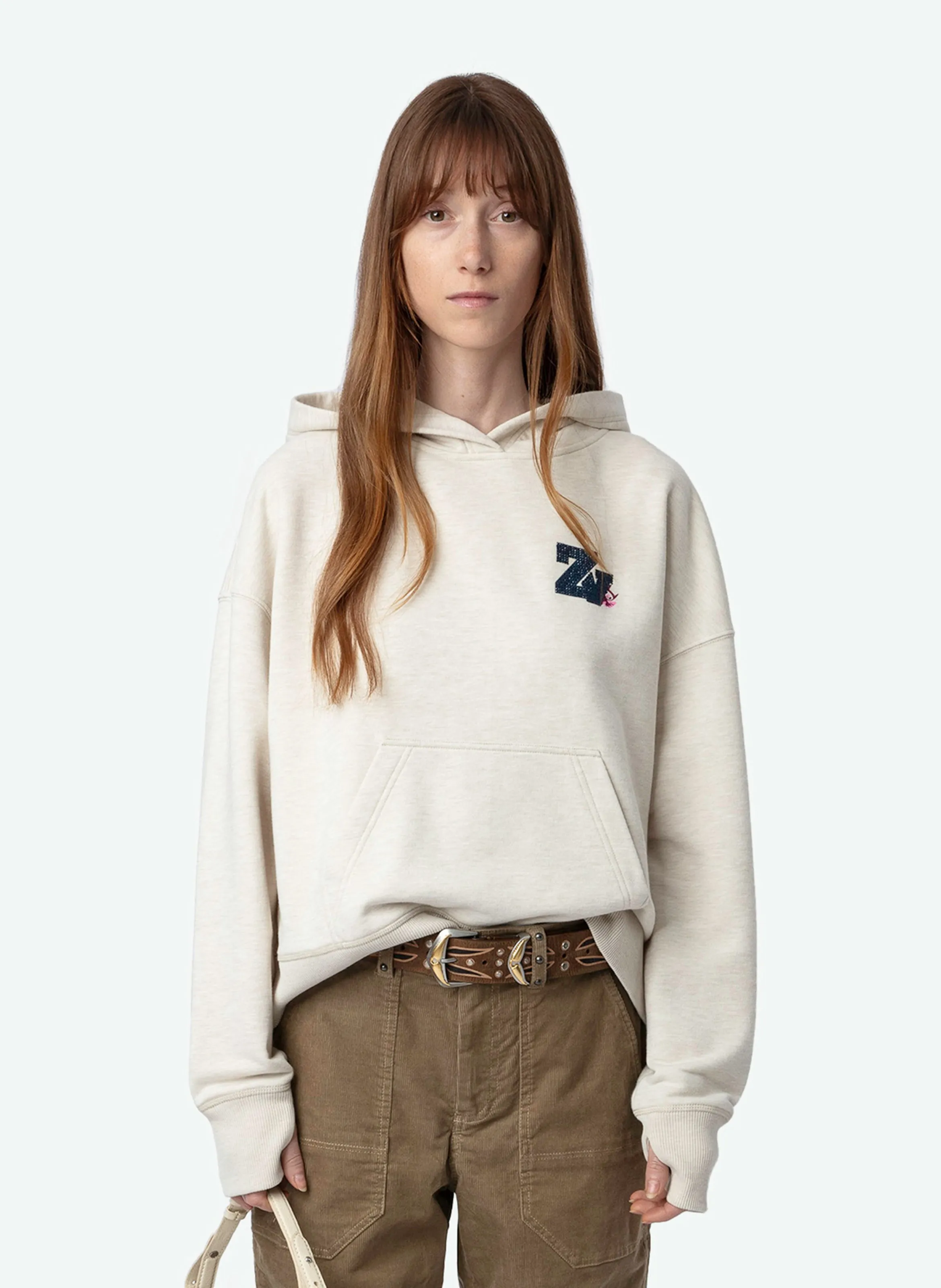 MIA  SUDADERA RECTA DE MEZCLA DE ALGODóN ORGáNICO CON CAPUCHA EN BLANCO
