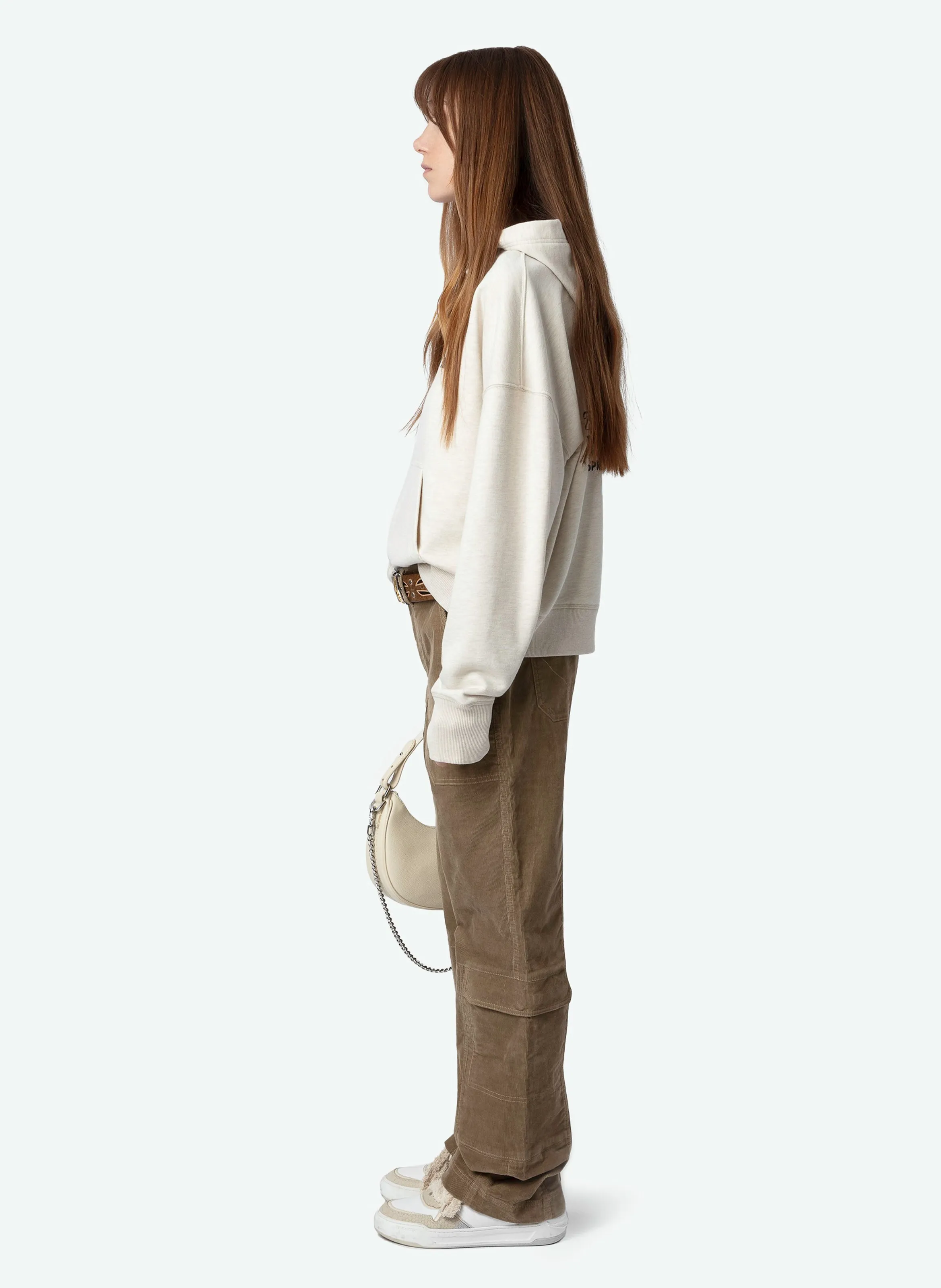 MIA  SUDADERA RECTA DE MEZCLA DE ALGODóN ORGáNICO CON CAPUCHA EN BLANCO