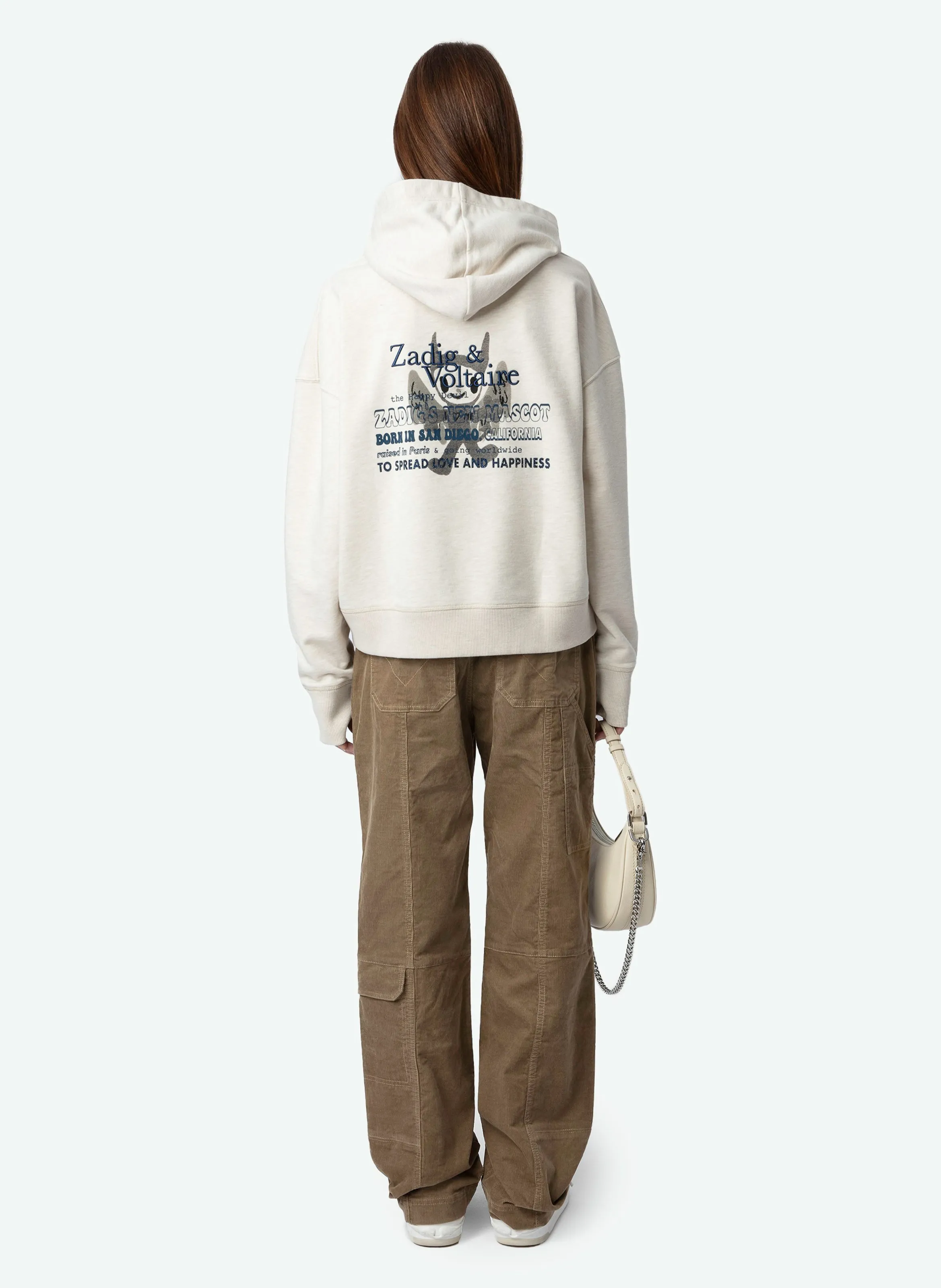 MIA  SUDADERA RECTA DE MEZCLA DE ALGODóN ORGáNICO CON CAPUCHA EN BLANCO