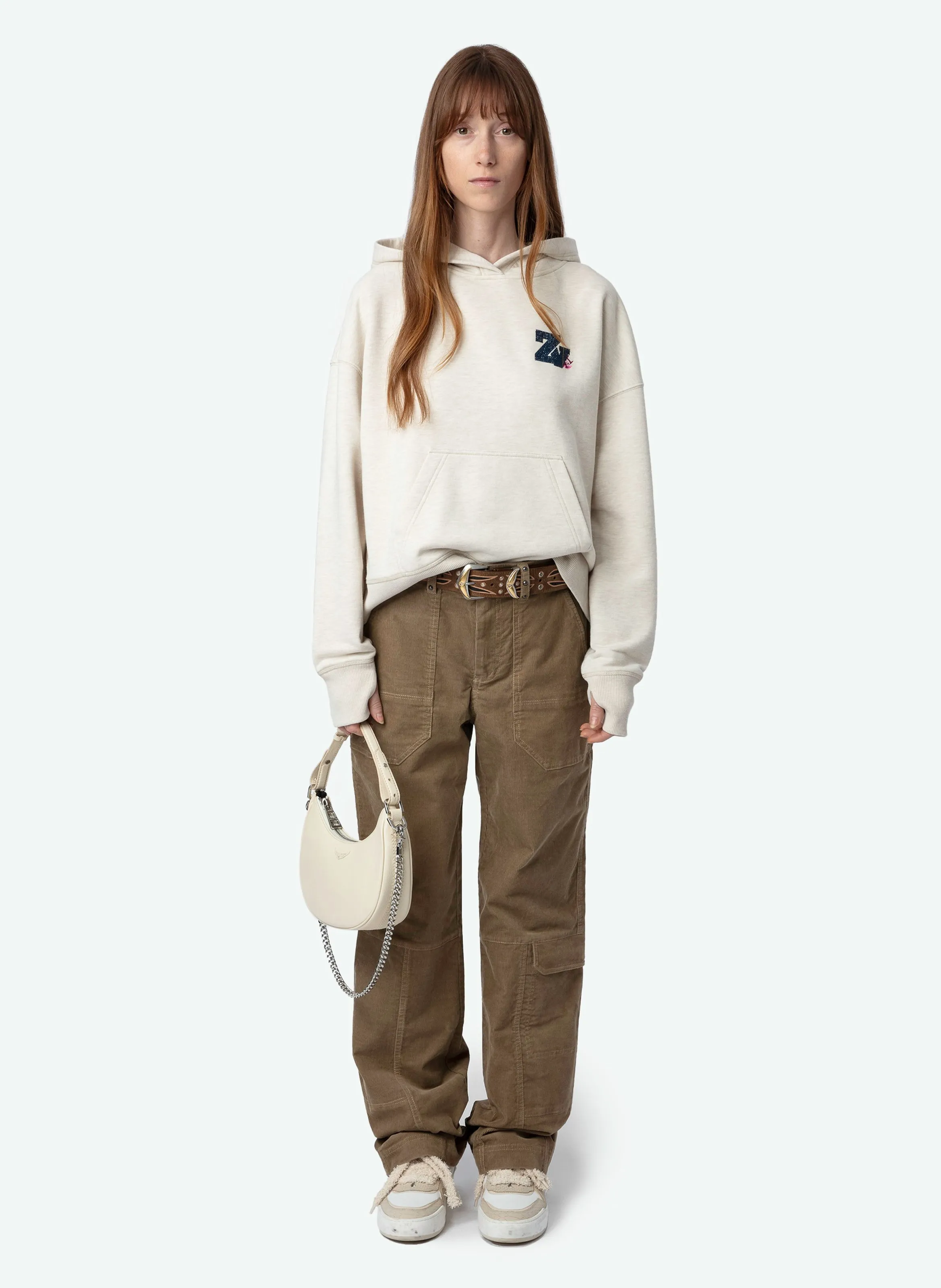 MIA  SUDADERA RECTA DE MEZCLA DE ALGODóN ORGáNICO CON CAPUCHA EN BLANCO