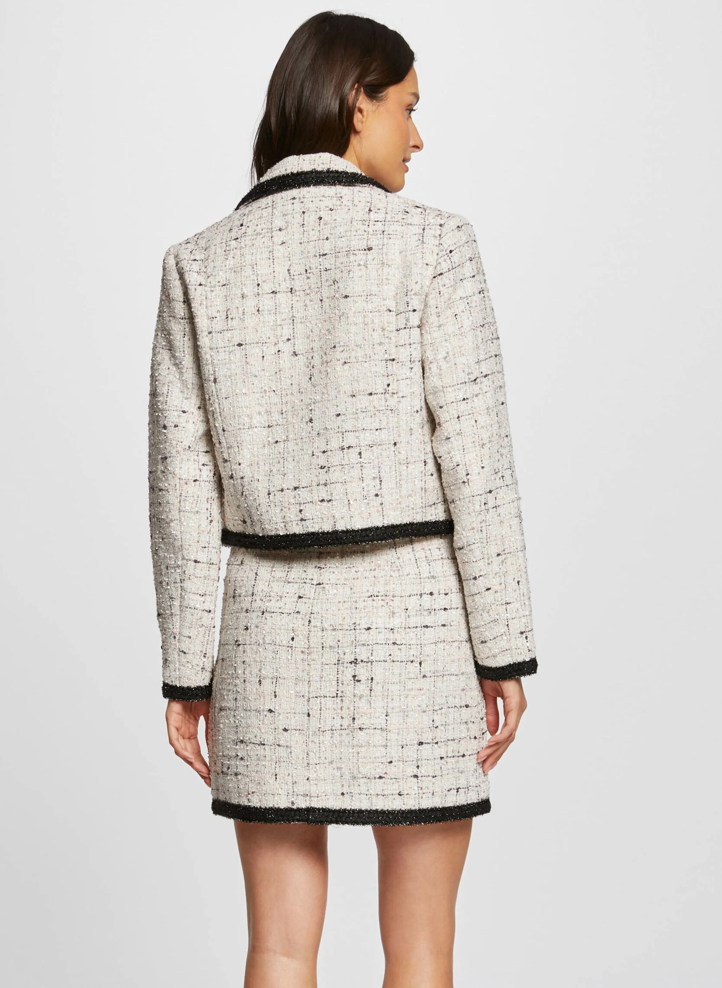 MORGAN VRODY  CHAQUETA DE TWEED ENTALLADA CON CUELLO CLáSICO EN BEIGE