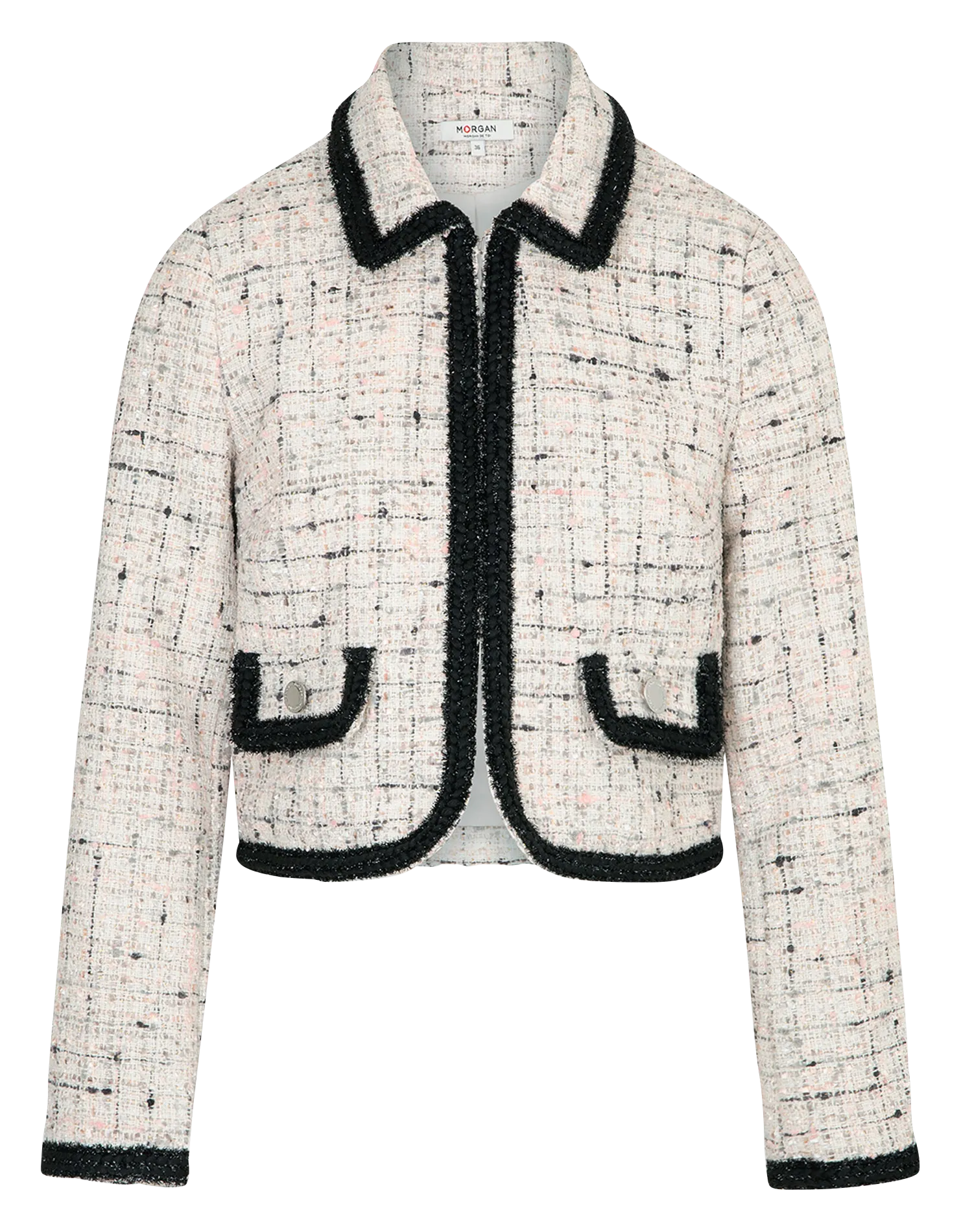 MORGAN VRODY  CHAQUETA DE TWEED ENTALLADA CON CUELLO CLáSICO EN BEIGE