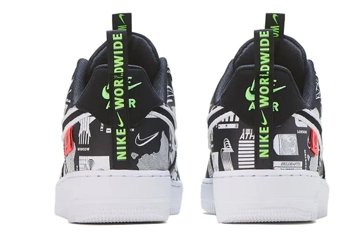 N372O NIKE AIR FORCE 1 '07 LX 'WORLDWIDE PACK  BLACK' BLACK/WHITE/FLASH CRIMSON/BLACK