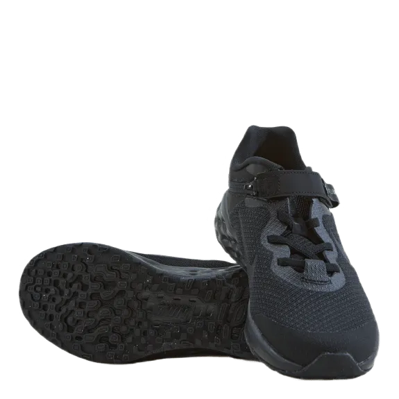 NIKE REVOLUTION 6 FLYEASE LITTLE KIDS' SHOE BLACK/BLACKDK SMOKE GREY