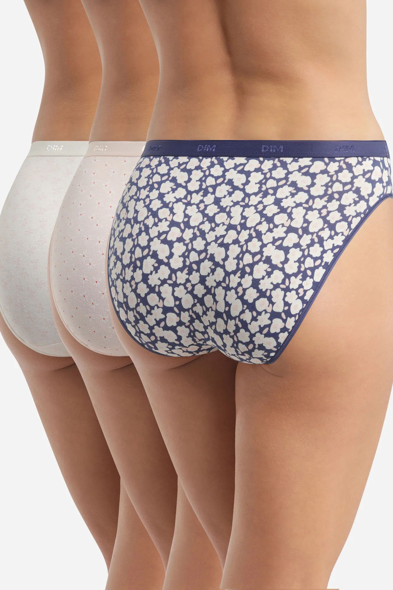 Pack de 3 bragas de algodón elástico estampado flores