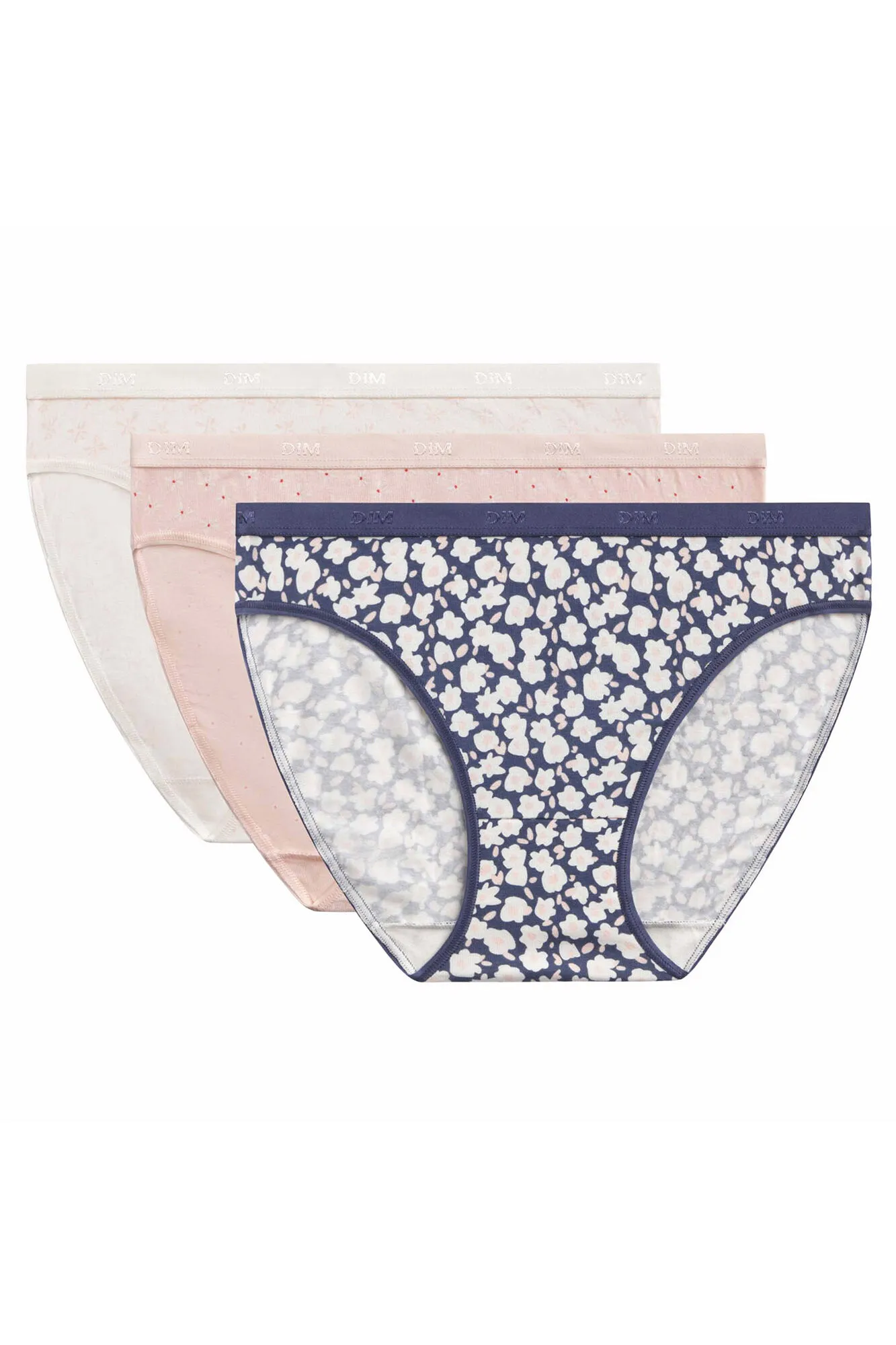 Pack de 3 bragas de algodón elástico estampado flores