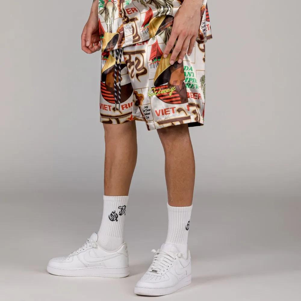 PANTALÓN CORTO GRIMEY VIET CONG BEER SATIN  WHITE | SUMMER 23