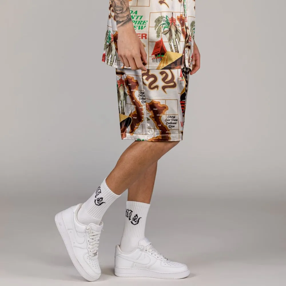 PANTALÓN CORTO GRIMEY VIET CONG BEER SATIN  WHITE | SUMMER 23
