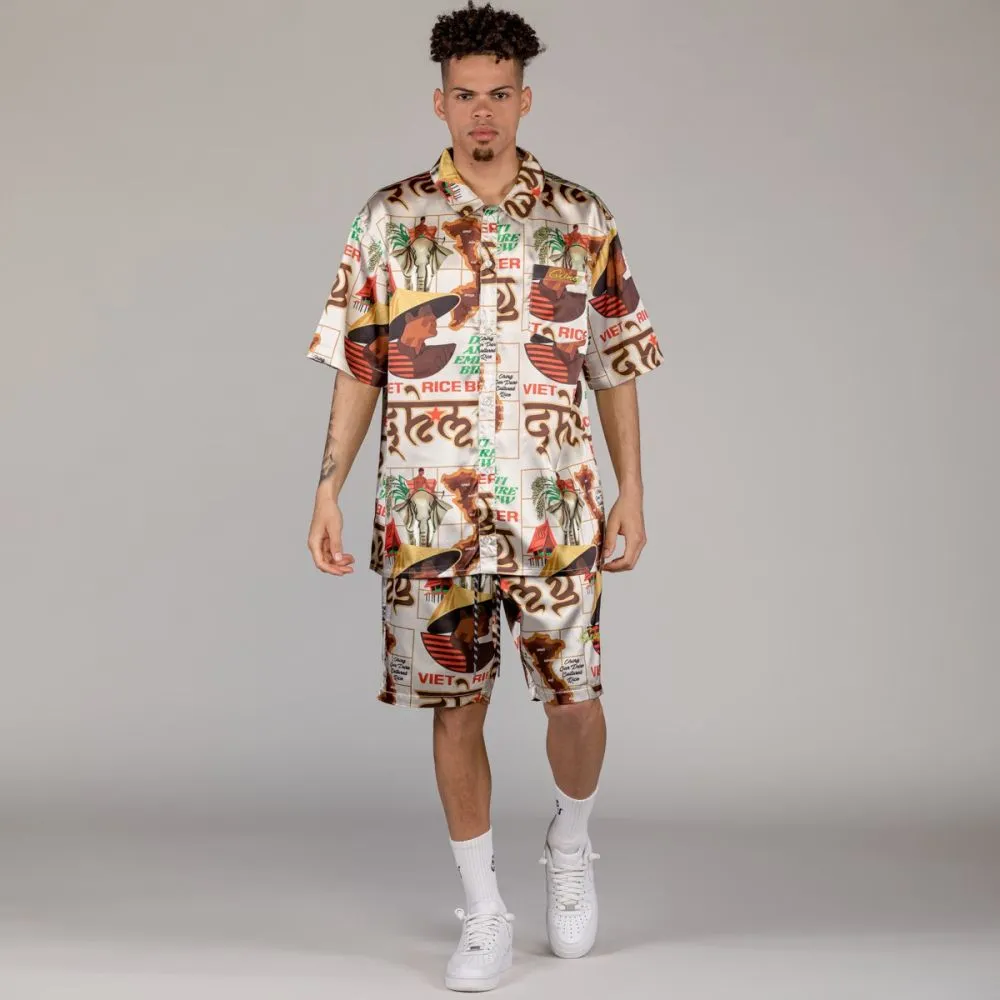 PANTALÓN CORTO GRIMEY VIET CONG BEER SATIN  WHITE | SUMMER 23