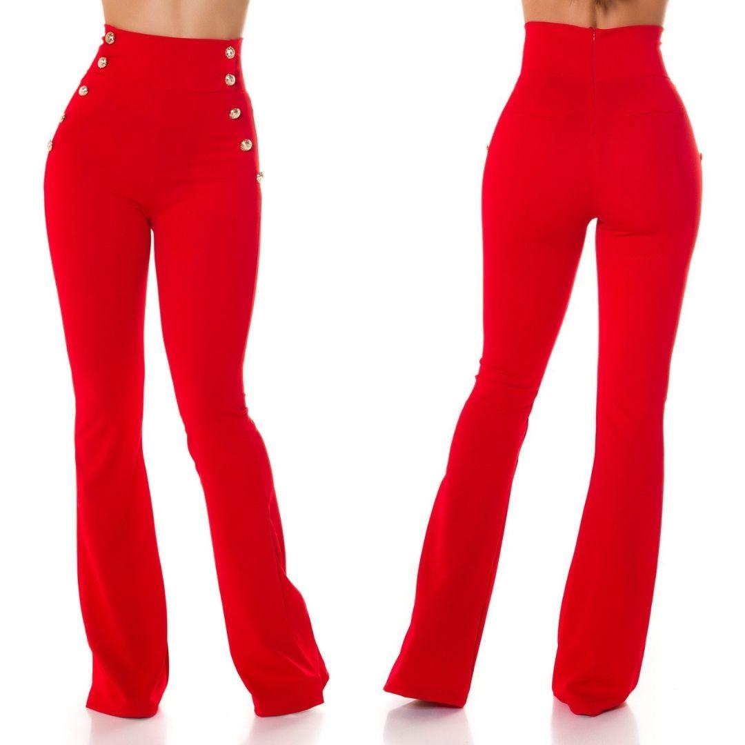 Pantalón Acampanado de moda Rojo