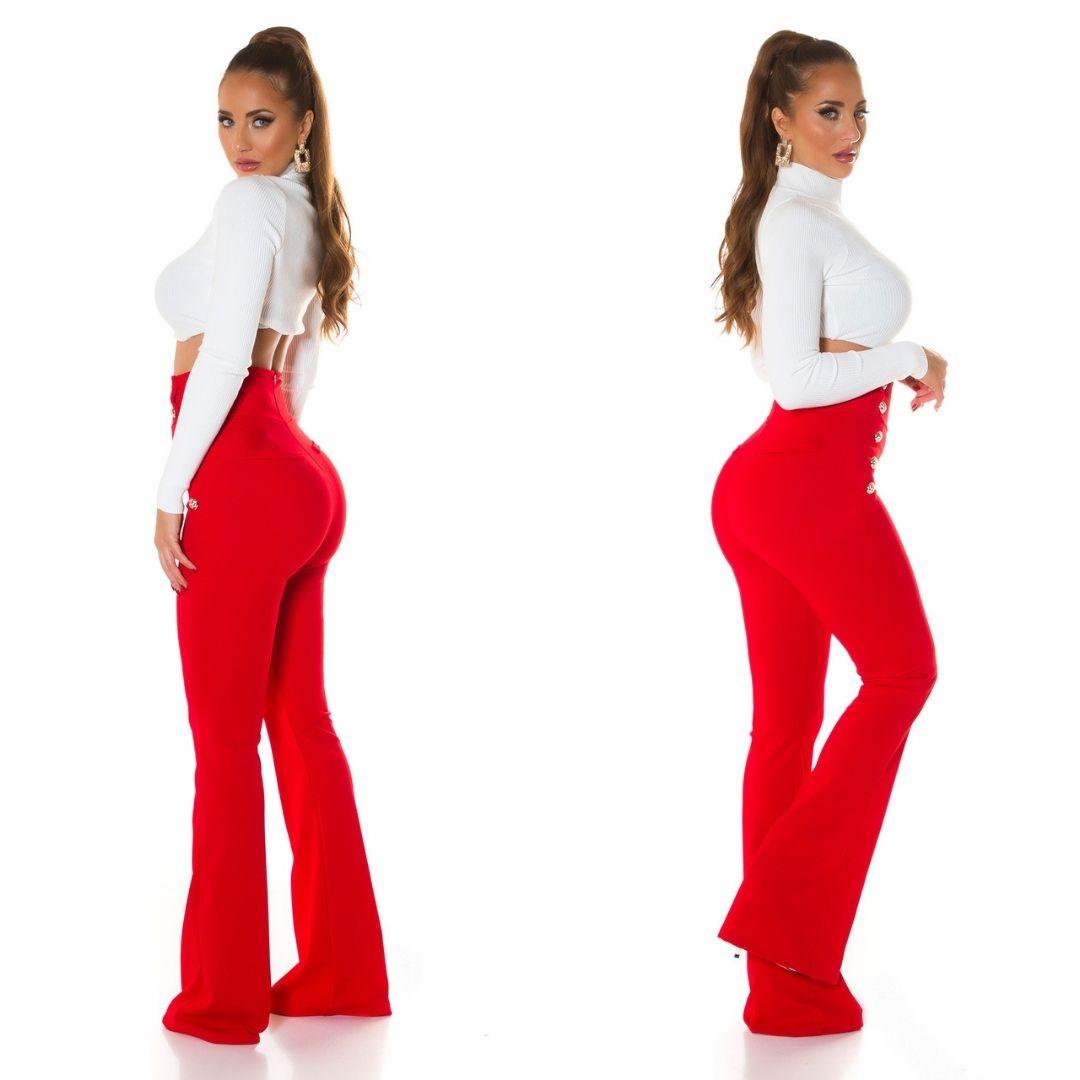 Pantalón Acampanado de moda Rojo
