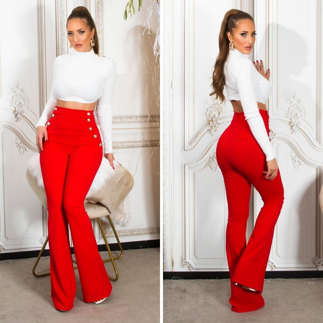 Pantalón Acampanado de moda Rojo