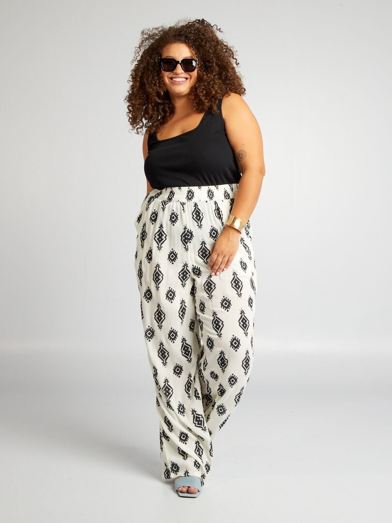 PANTALóN ANCHO CON ESTAMPADO  BLANCO