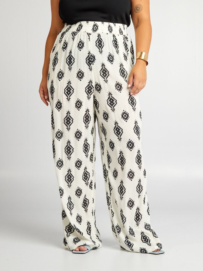 PANTALóN ANCHO CON ESTAMPADO  BLANCO