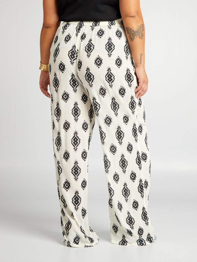 PANTALóN ANCHO CON ESTAMPADO  BLANCO