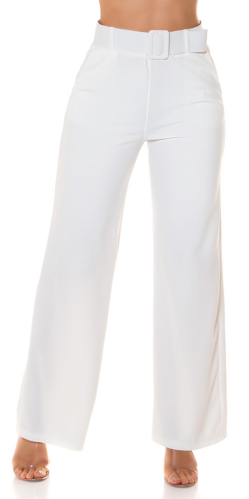 Pantalón blanco cintura alta y cinturón