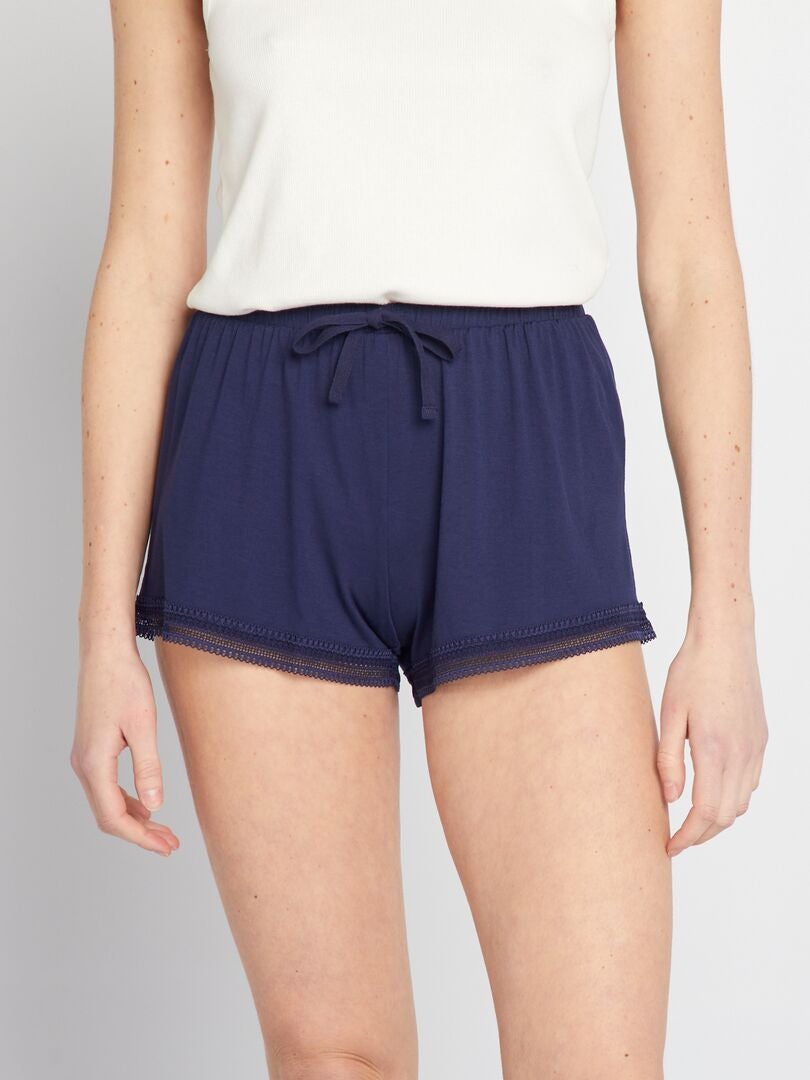PANTALóN CORTO CON ENCAJE  AZUL