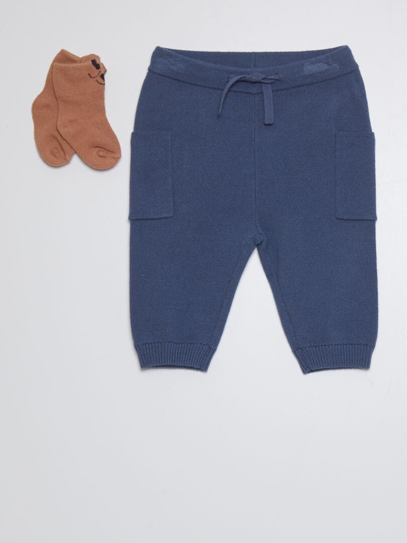 PANTALóN DE JOGGING CON BOLSILLOS DE PARCHE + CALCETINES  AZUL
