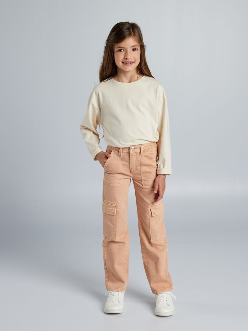 PANTALóN DE SARGA CON BOLSILLOS CON SOLAPA  BEIGE