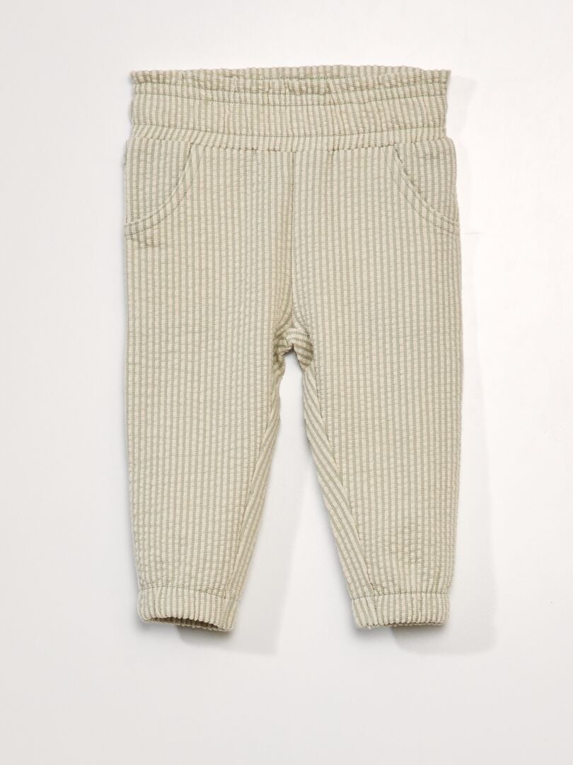 PANTALóN GOFRADO DE RAYAS  VERDE