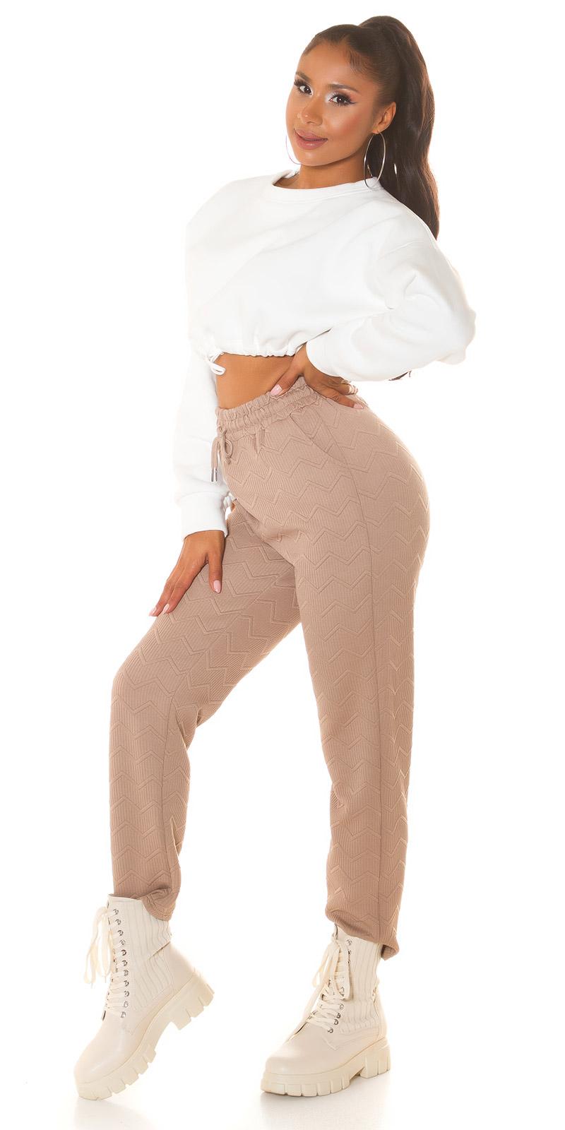 Pantalón Joggers cintura alta capuchino