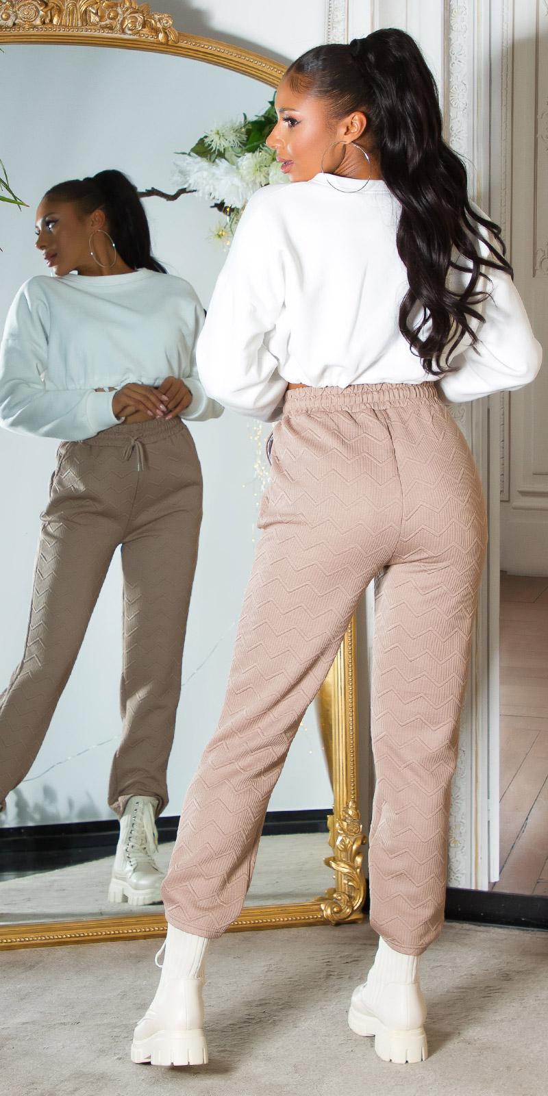 Pantalón Joggers cintura alta capuchino