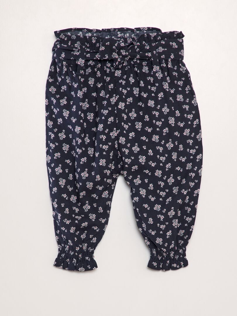 PANTALóN SAROUEL CON ESTAMPADO  AZUL