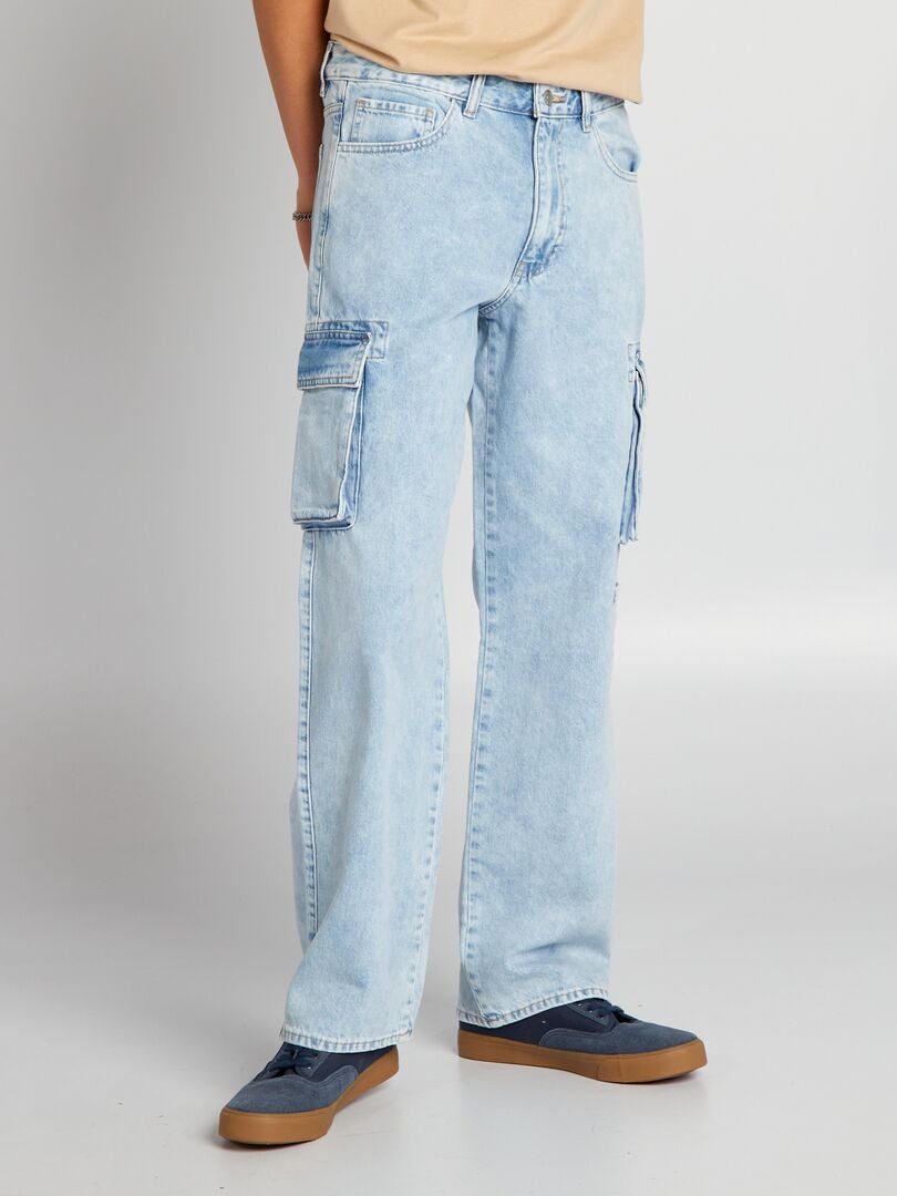 PANTALóN VAQUERO WIDE LEG CON BOLSILLOS  AZUL