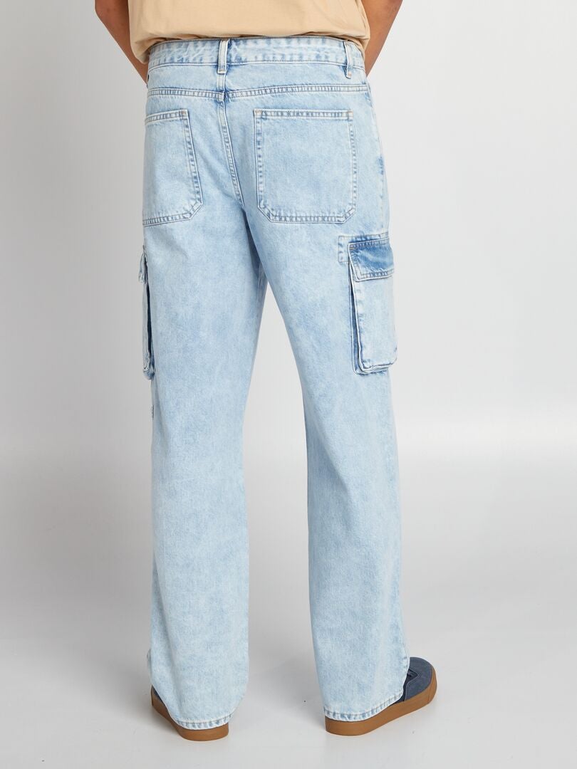 PANTALóN VAQUERO WIDE LEG CON BOLSILLOS  AZUL