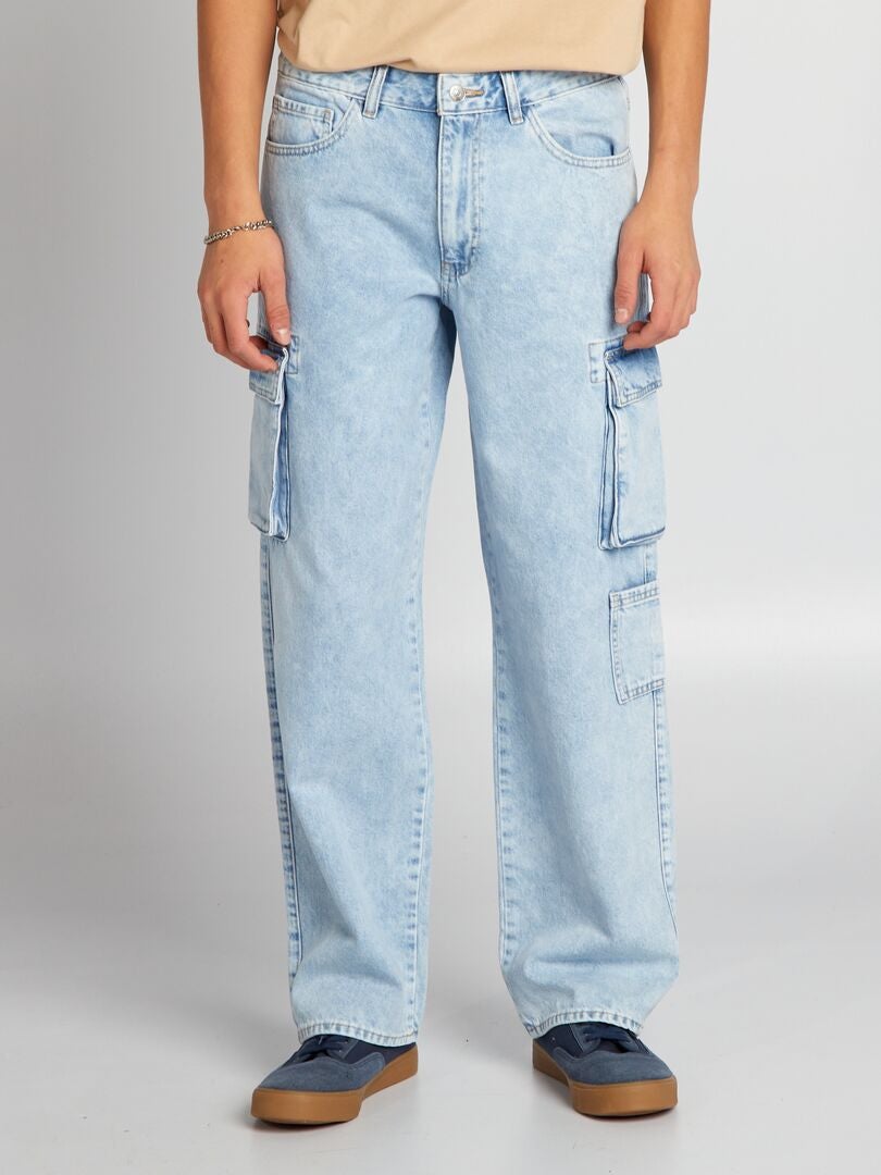 PANTALóN VAQUERO WIDE LEG CON BOLSILLOS  AZUL