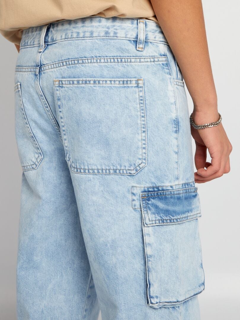 PANTALóN VAQUERO WIDE LEG CON BOLSILLOS  AZUL