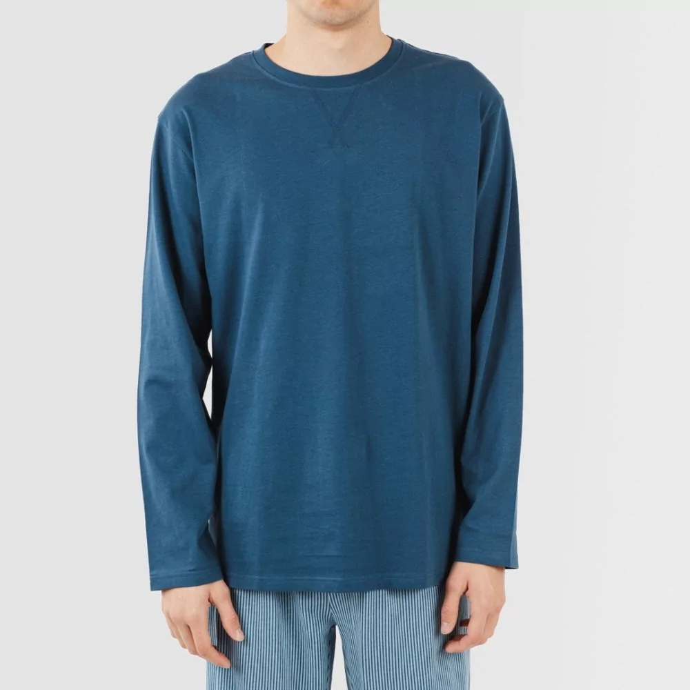 Pijama largo algodón hombre Kristoff azul marino