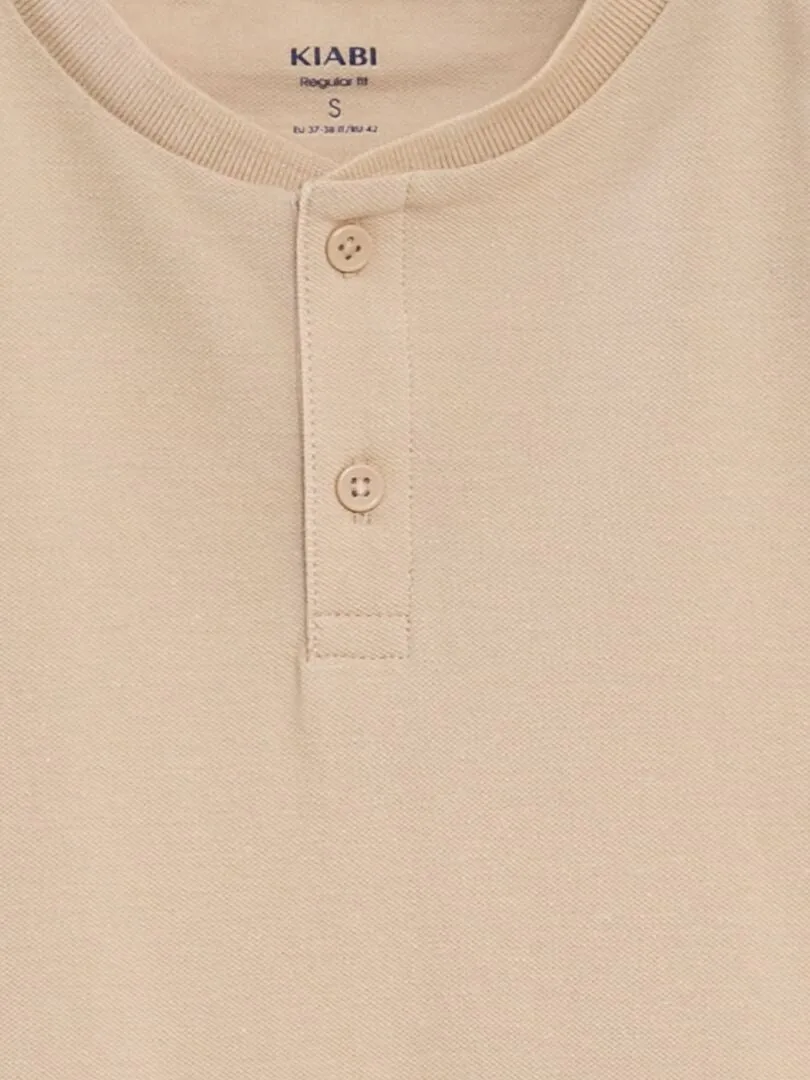 POLO DE PIQUé DE ALGODóN LISO  BEIGE