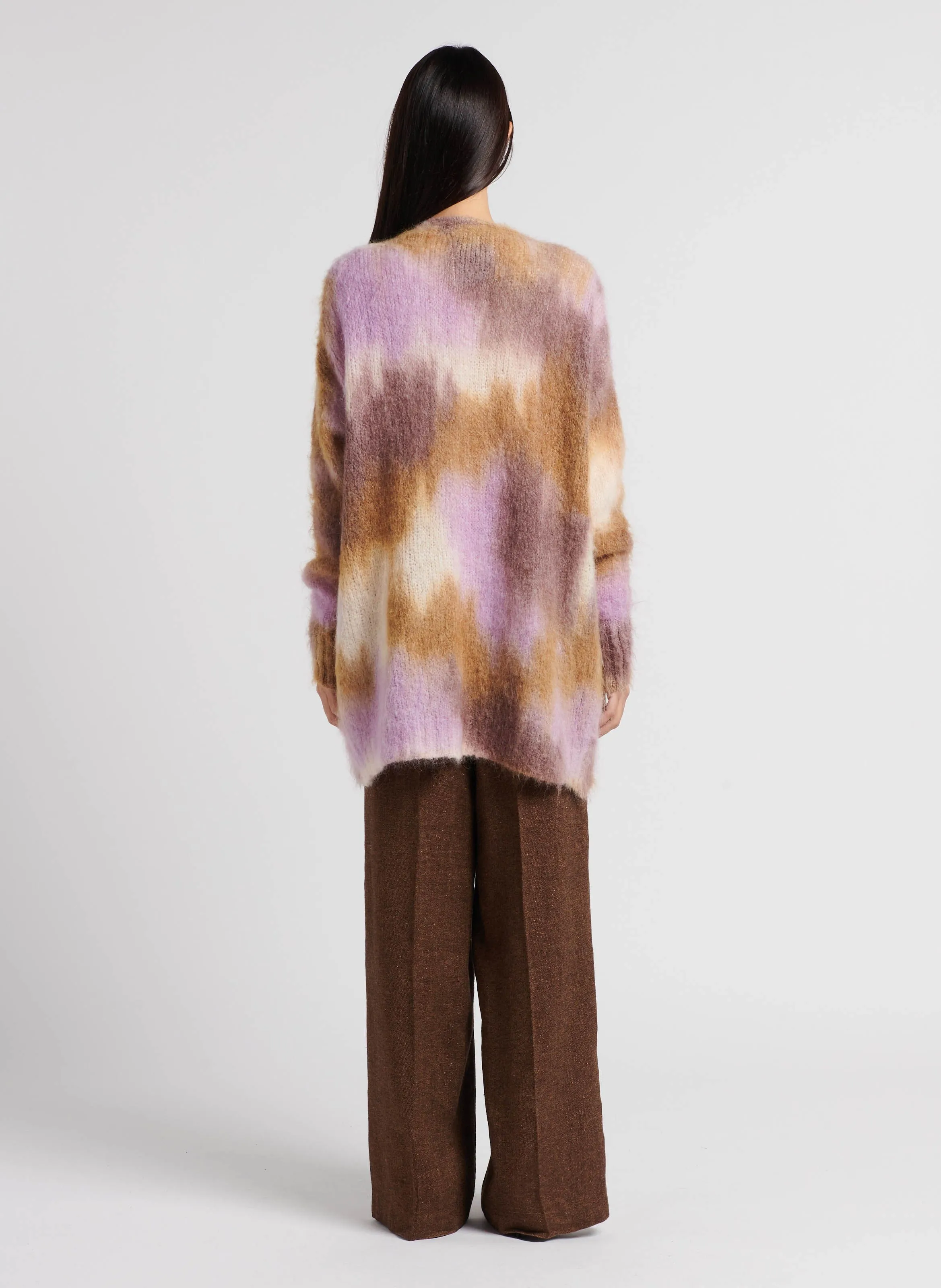 PUEBLO  PANTALóN EVASé DE TALLE ALTO EN MARRON