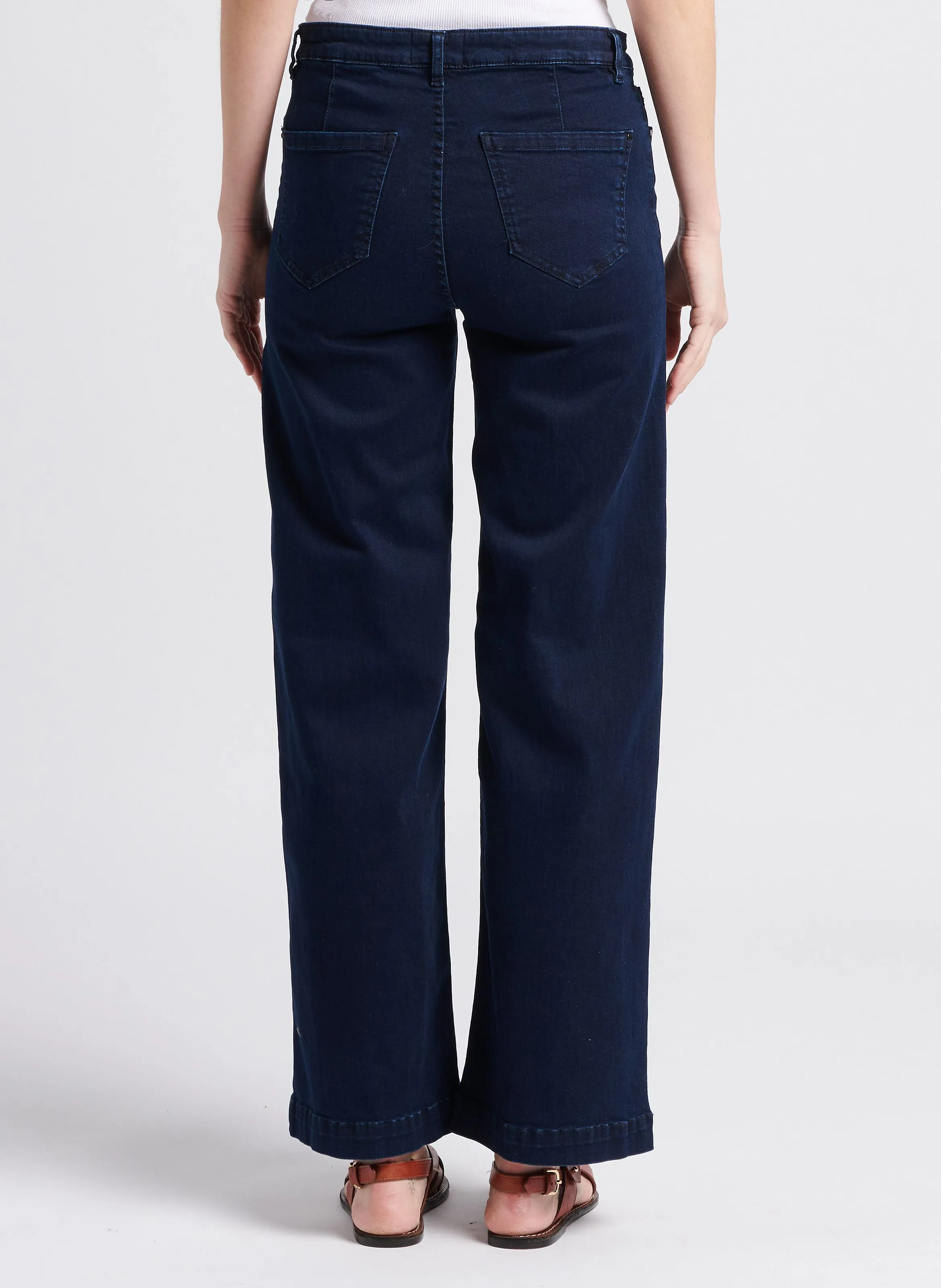 SANDY  PANTALóN ANCHO DE MEZCLA DE ALGODóN EN AZUL