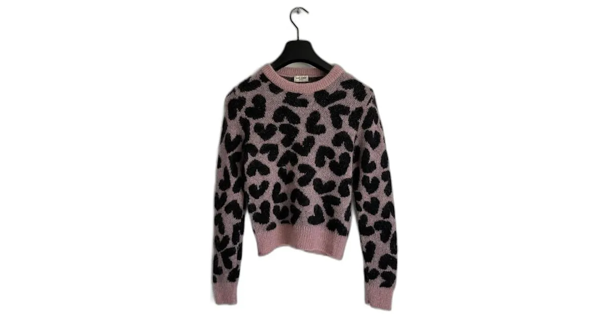 SUÉTER SAINT LAURENT CORAZÓN DE MOHAIR Rosa 