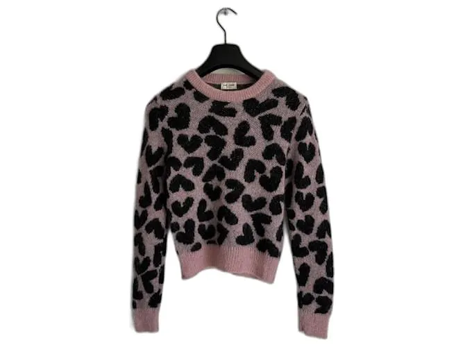 SUÉTER SAINT LAURENT CORAZÓN DE MOHAIR Rosa 