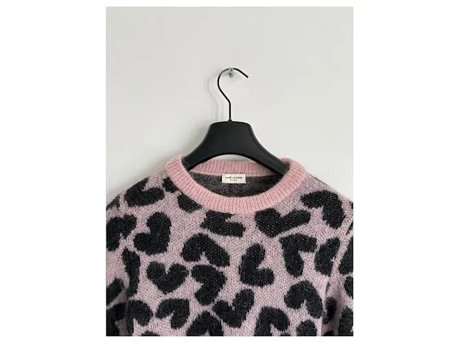 SUÉTER SAINT LAURENT CORAZÓN DE MOHAIR Rosa 