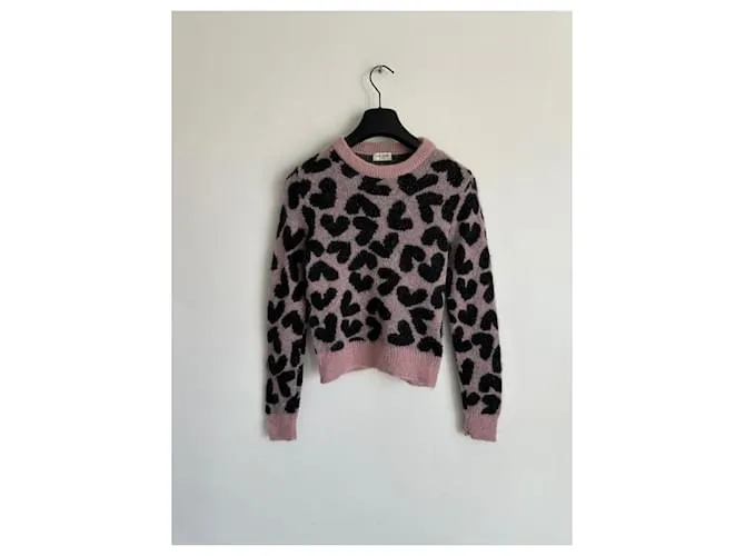 SUÉTER SAINT LAURENT CORAZÓN DE MOHAIR Rosa 