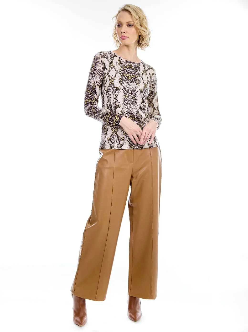 Suéter estampado animal print beige Esenciales