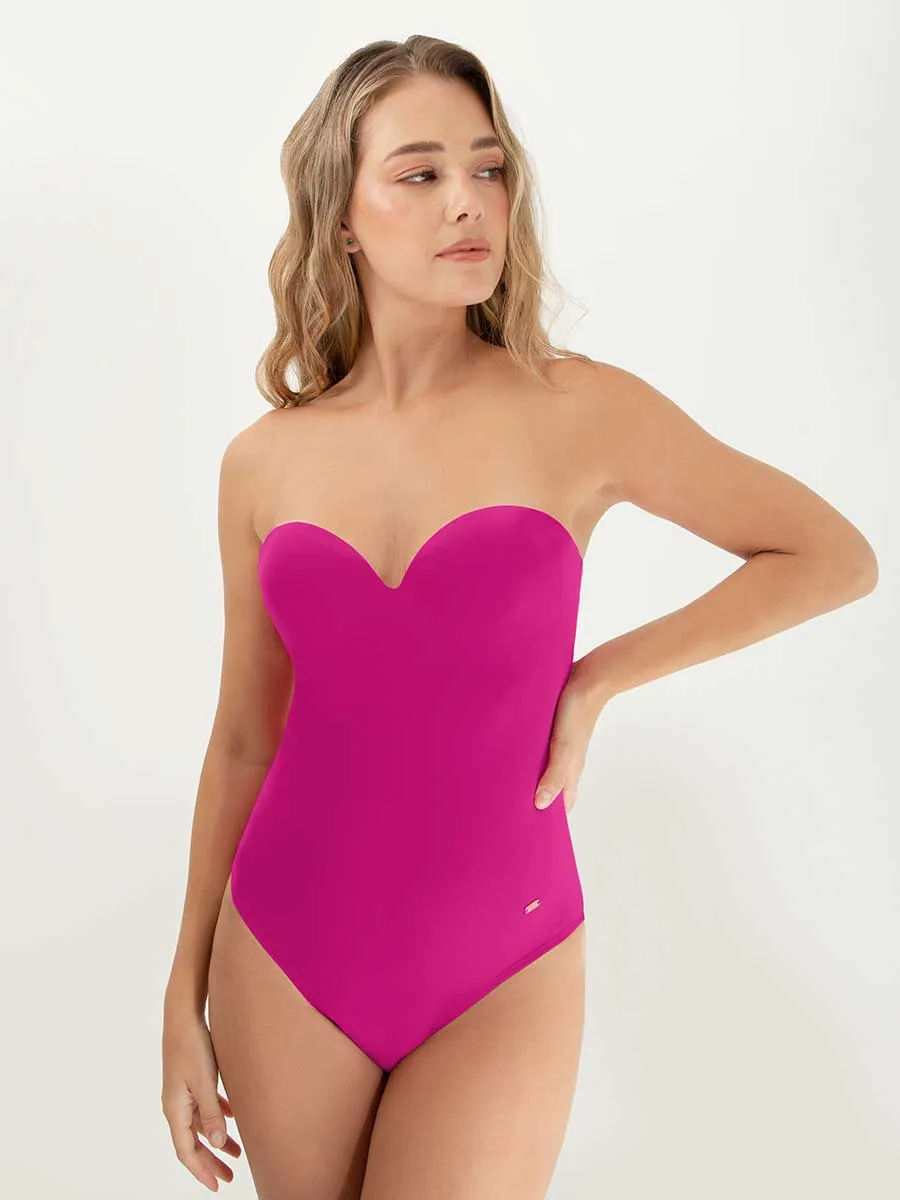 Traje de bano entero unicolor con control de abdomen