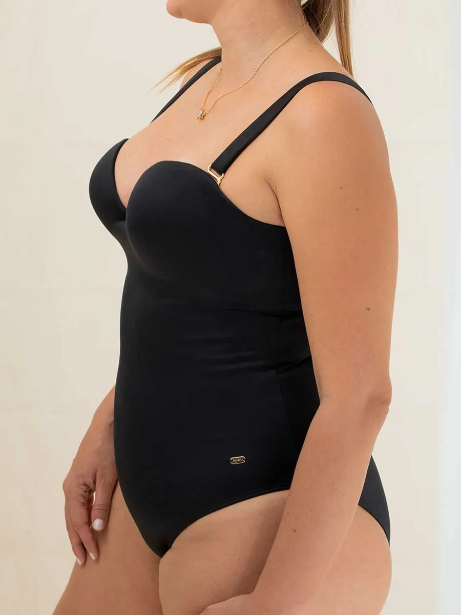 Traje de bano entero unicolor con control de abdomen