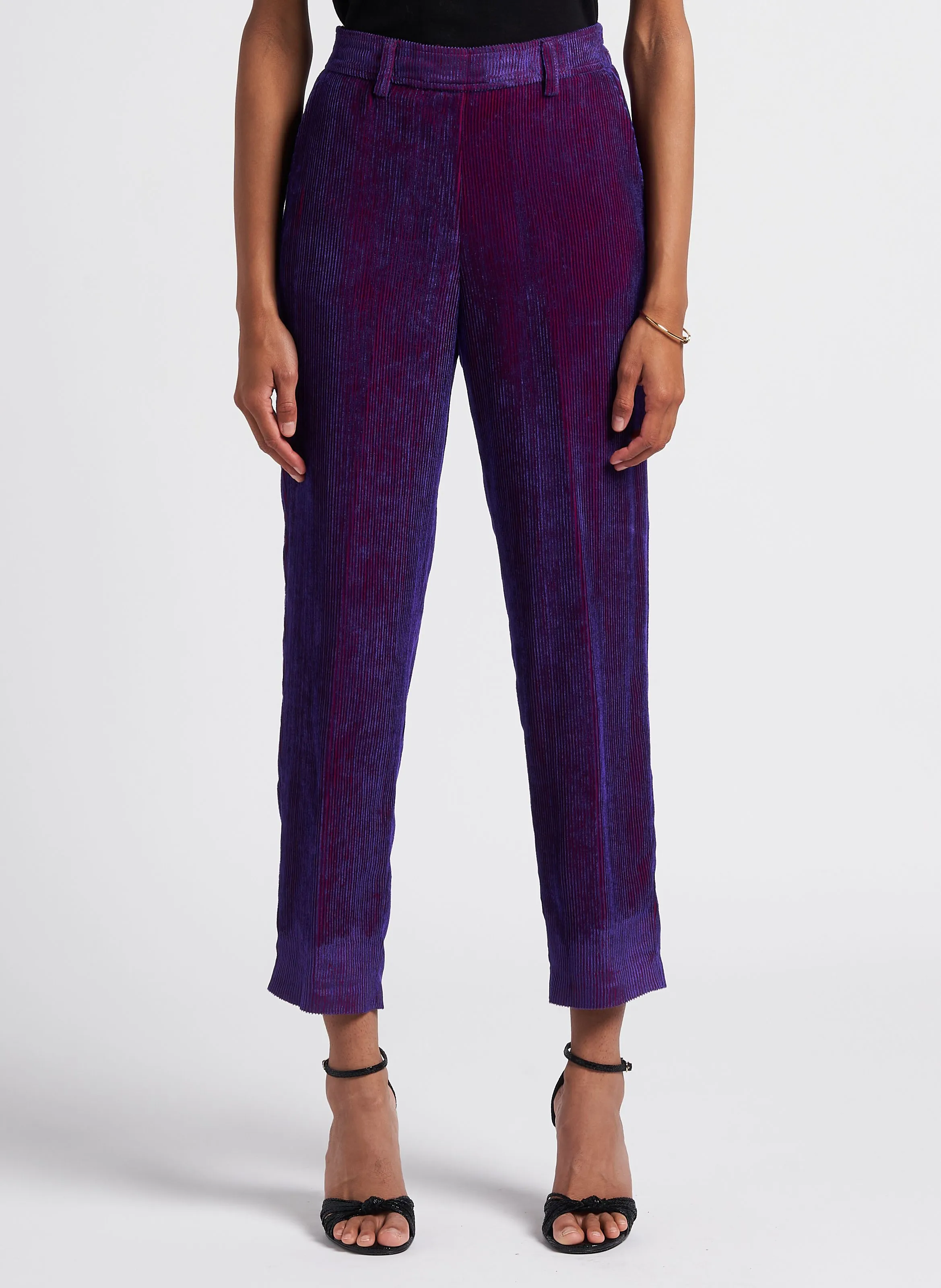 VISCHIO  PANTALóN ANCHO DE TALLE ALTO EN VIOLETA