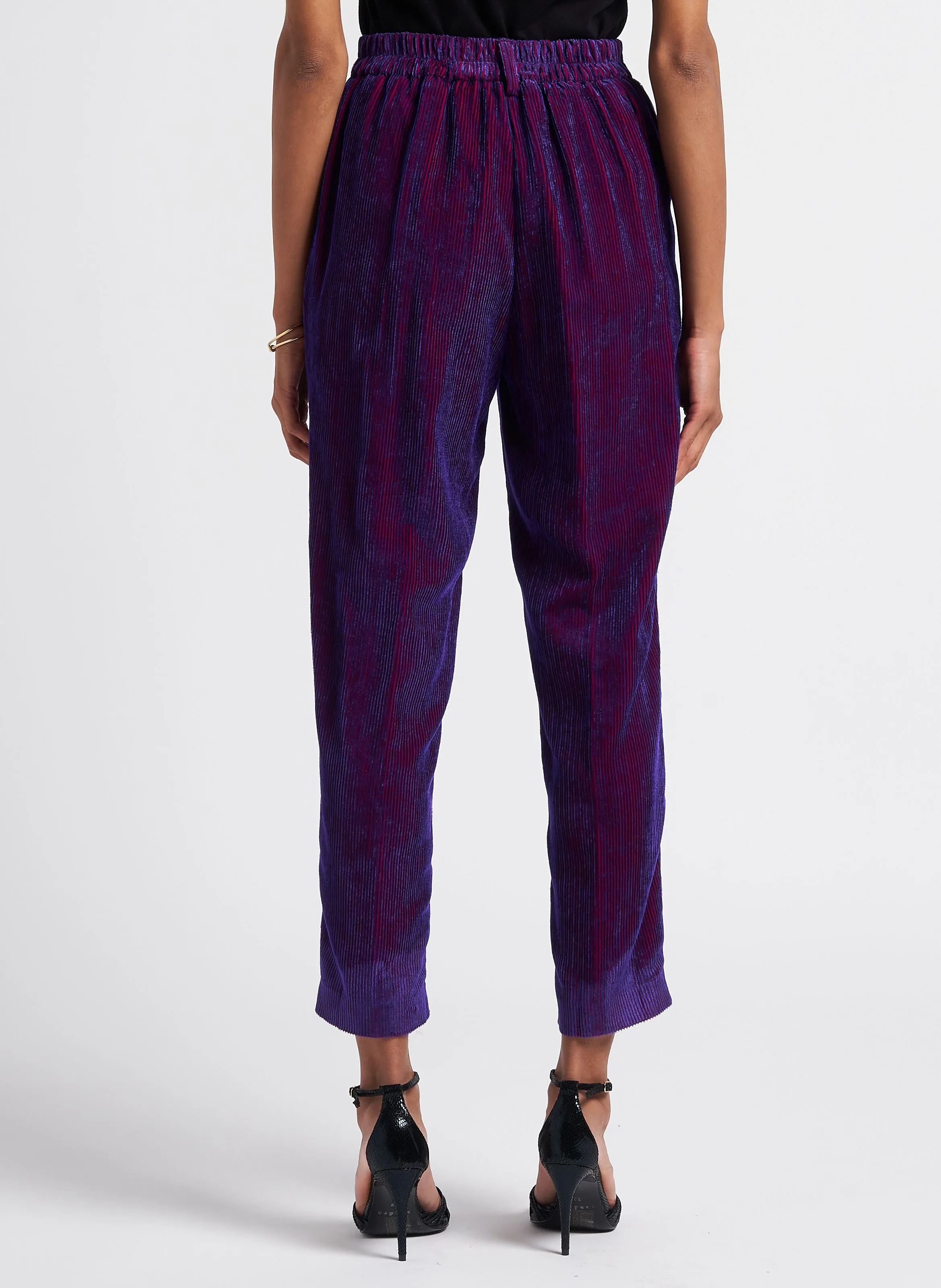 VISCHIO  PANTALóN ANCHO DE TALLE ALTO EN VIOLETA