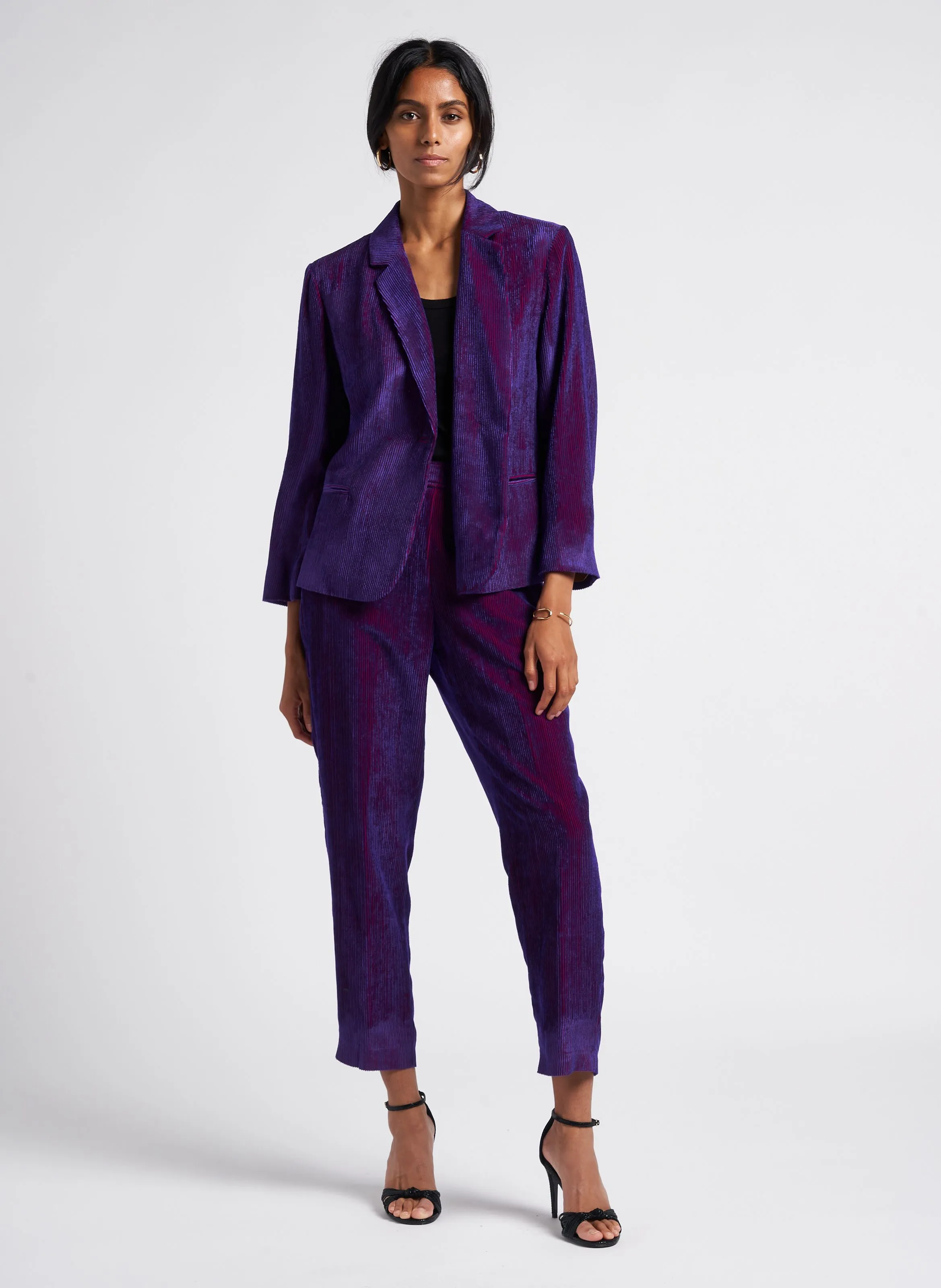 VISCHIO  PANTALóN ANCHO DE TALLE ALTO EN VIOLETA