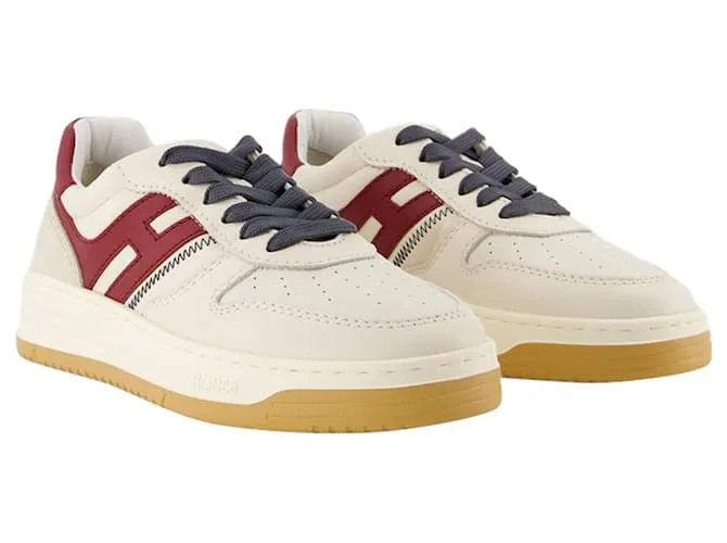 ZAPATILLAS H630  HOGAN  CUERO  BEIGE CASTAñO 