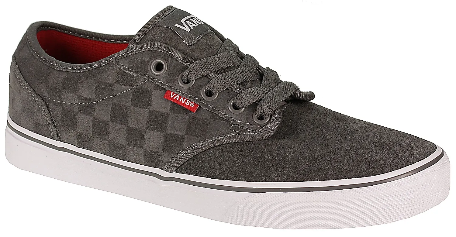 ZAPATILLAS VANS SKATE CONFORTABLES CHICO/NIñO ATWOOD DELUXE (SUEDE CHECKERS) PWTR/WHT MOD. VN00 UDTDYB GRIS ANTE Y TEXTIL