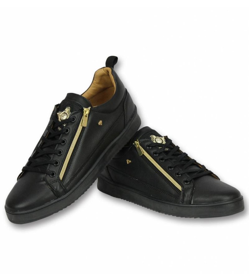 ZAPATOS DE HOMBRE  ZAPATILLAS BEE NEGRO DORADO   NEGRO